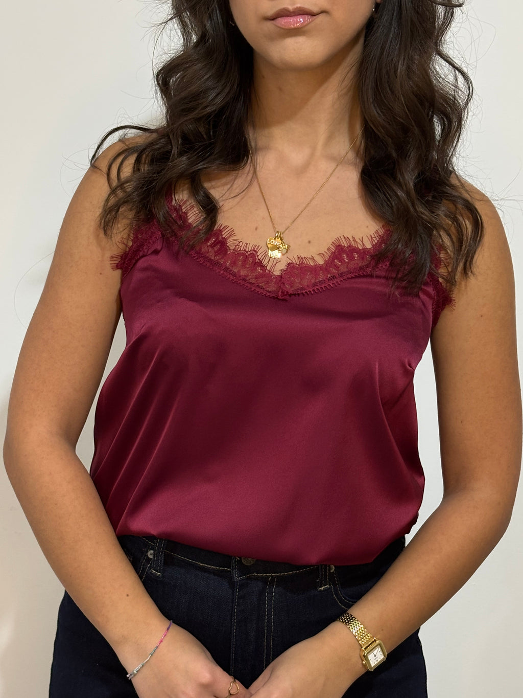 Canottiera con pizzo